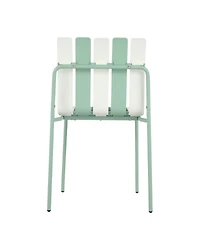 Streamdale Furniture Striped Color Block Chairs - Waterproof, Metal Legs (White & Green)