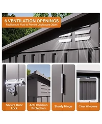 Streamdale 4x9 Ft Outdoor Metal Garden Storage Shed with Sloping Roof & Vents - Gray