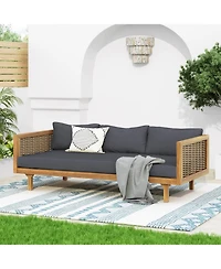 Streamdale Acacia Wood Outdoor Daybed with Rattan Armrests
