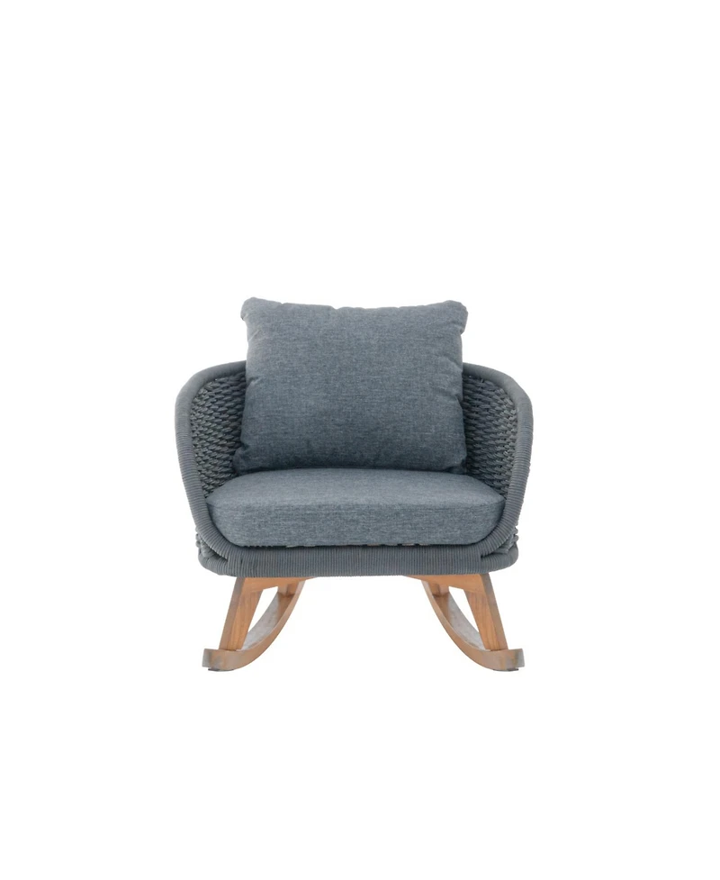 Streamdale Furniture Streamdale Gray Wicker Rocking Chairs - Indoor/Outdoor Patio Set