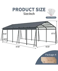 Streamdale Furniture 13x26.5 Ft Heavy Duty Galvanized Steel Carport Canopy Garage