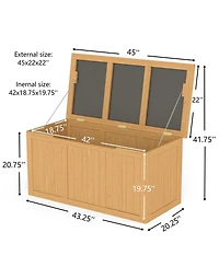 Streamdale Furniture 67 Gallon Wooden Deck Box - Outdoor Storage, Seat & Table Top