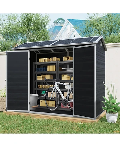 Streamdale Furniture 8x4 Outdoor Storage Shed, Two-Window, Double-Door, Black (W540S00046)