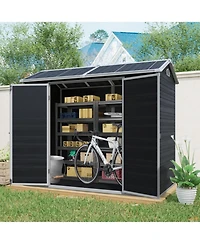 Streamdale Furniture 8x4 Outdoor Storage Shed, Two-Window, Double-Door, Black (W540S00046)