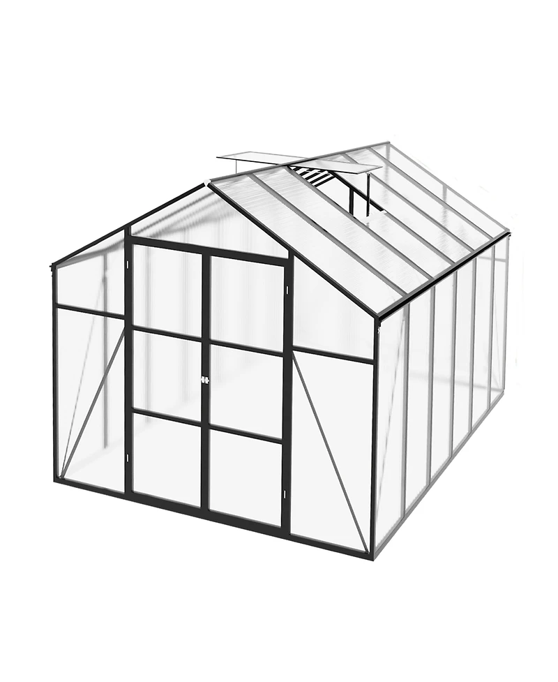Streamdale Furniture Streamdale 8x12 Ft Polycarbonate Greenhouse, Heavy Duty Aluminum Frame
