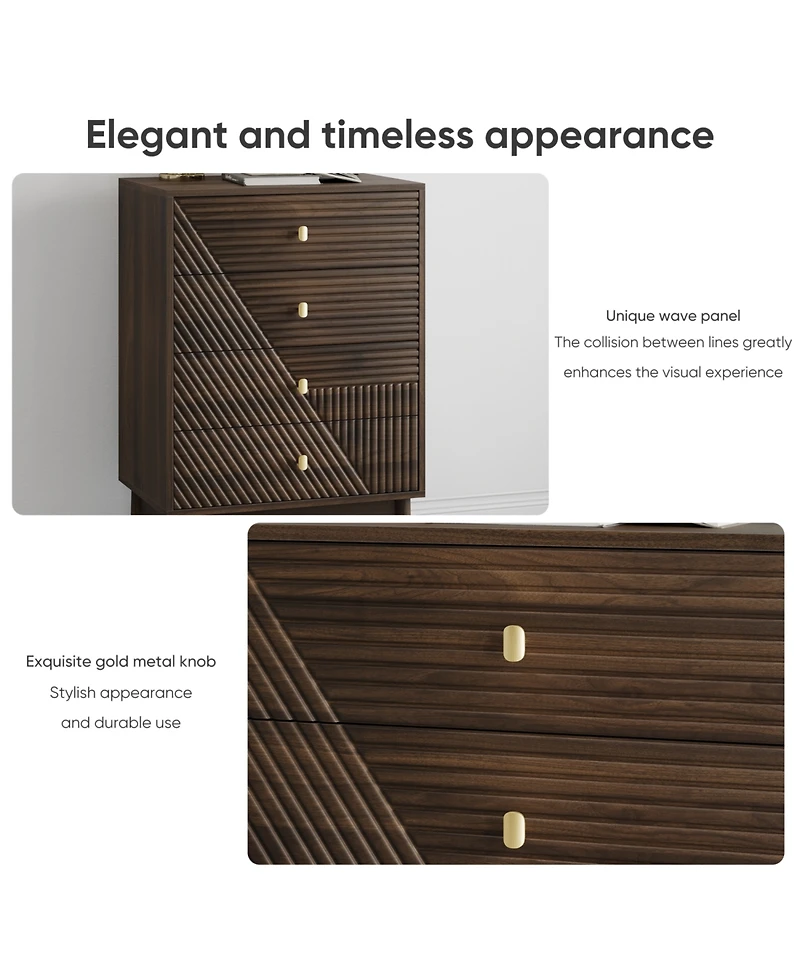 Streamdale Furniture Modern 4-Drawer Dresser - Walnut