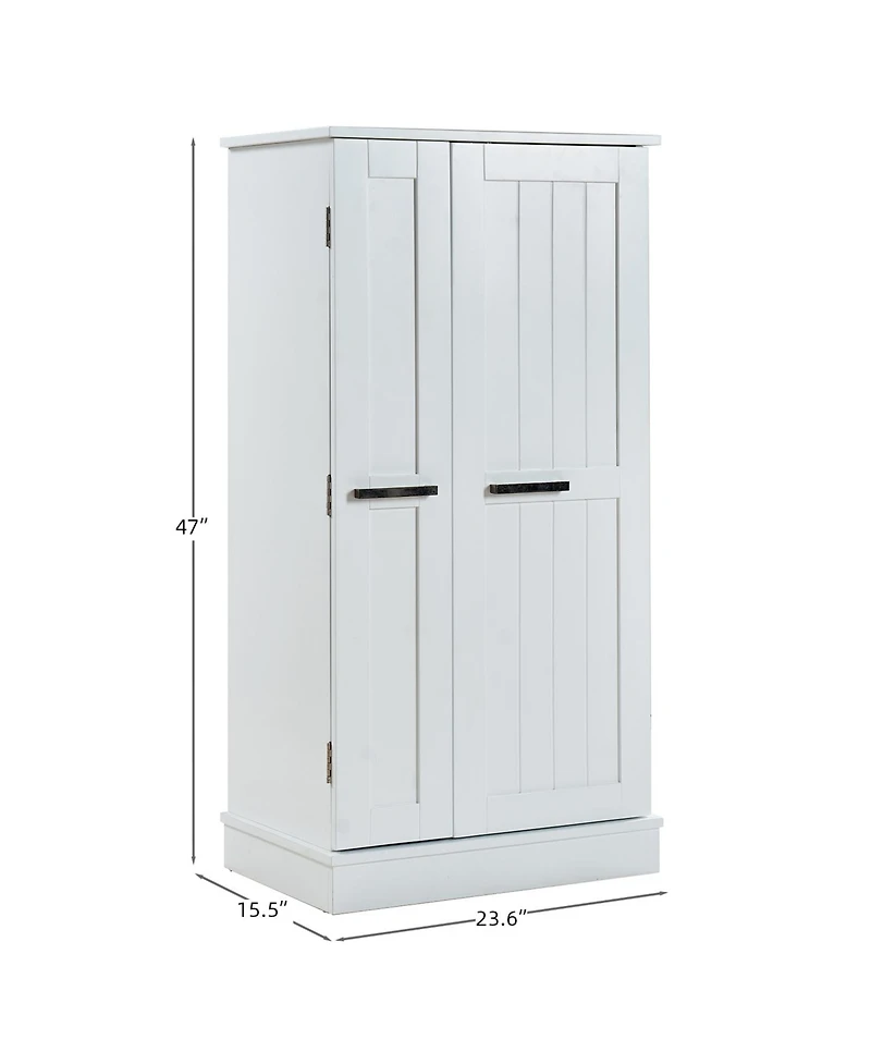 Streamdale Furniture White Kitchen Pantry Cabinet with Adjustable Shelves