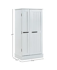 Streamdale Furniture White Kitchen Pantry Cabinet with Adjustable Shelves