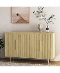 Streamdale Furniture Wood Fluted Buffet Cabinet with Adjustable Shelves