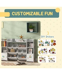 Qaba Kids Toy Storage Organizer with 8 Removable Storage Bins,