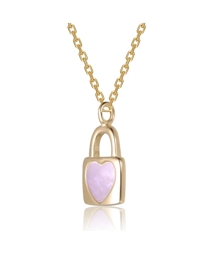 GiGiGirl 14K Gold Plated with Soft Pink or Enamel Heart-Shaped Lock Pendant Necklace For Kids