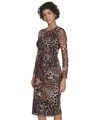 Jessica Howard Petite Ruched Cuff Boat Neck Side Shirred Midi Dress