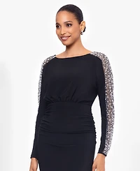 Betsy & Adam Petite Beaded Scoop Neck Dress