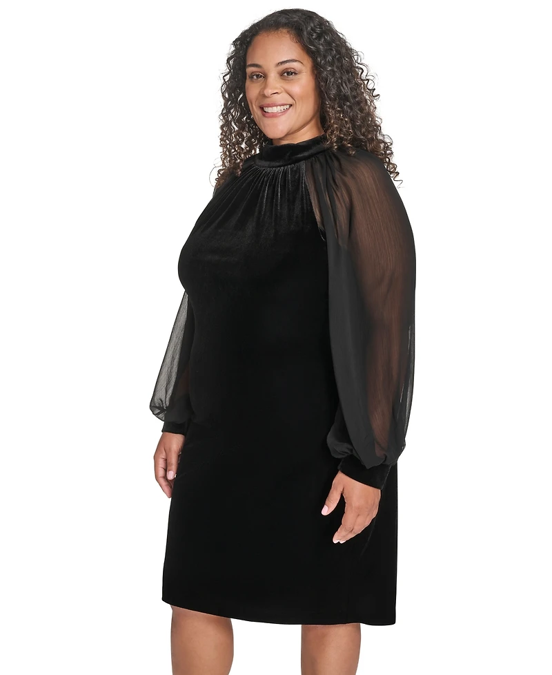 Calvin Klein Plus Size Mock Neck Long Dress