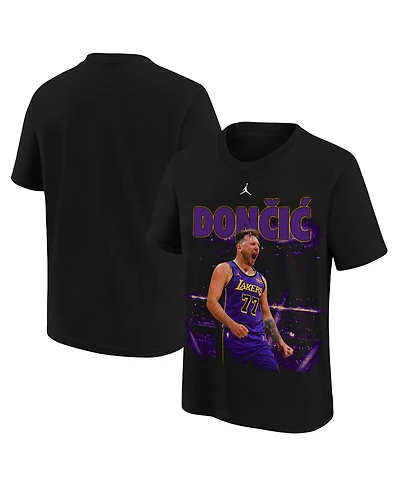 Jordan Big Boys and Girls Luka Doncic Black Los Angeles Lakers New Faces x Places T-Shirt