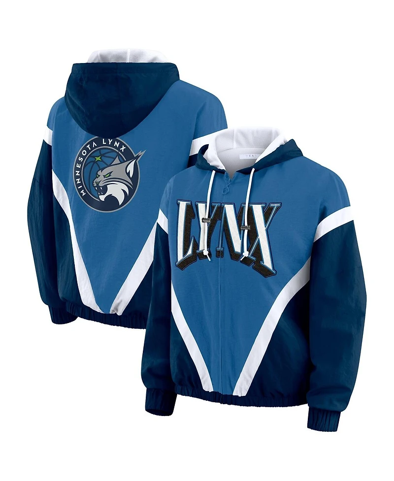 Wear by Erin Andrews Women's Navy/Blue Minnesota Lynx Color Block Full-Zip Windbreaker Jacket