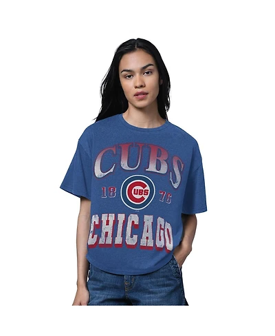 Starter Women's Heather Royal Chicago Cubs Oversized Hall of Fame T-Shirt