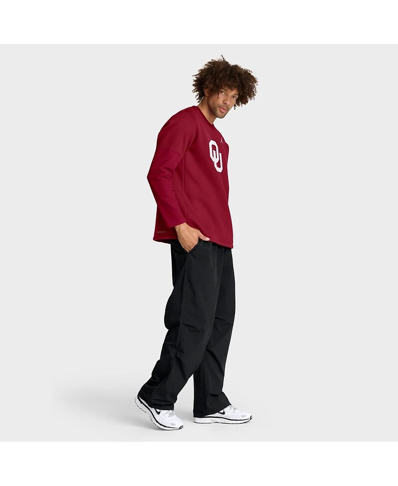 Jordan Men's Crimson Oklahoma Sooners 2025 Sideline Coach Performance Long Sleeve T-Shirt