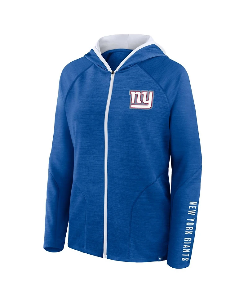 Fanatics Women's Royal New York Giants Redzone End Around Pass Raglan Full-Zip Hoodie