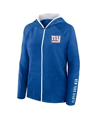 Fanatics Women's Royal New York Giants Redzone End Around Pass Raglan Full-Zip Hoodie