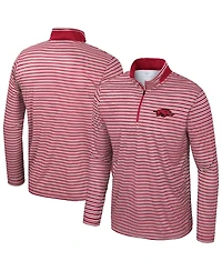 Colosseum Men's Cardinal Arkansas Razorbacks Striped Quarter-Zip Sweatshirt