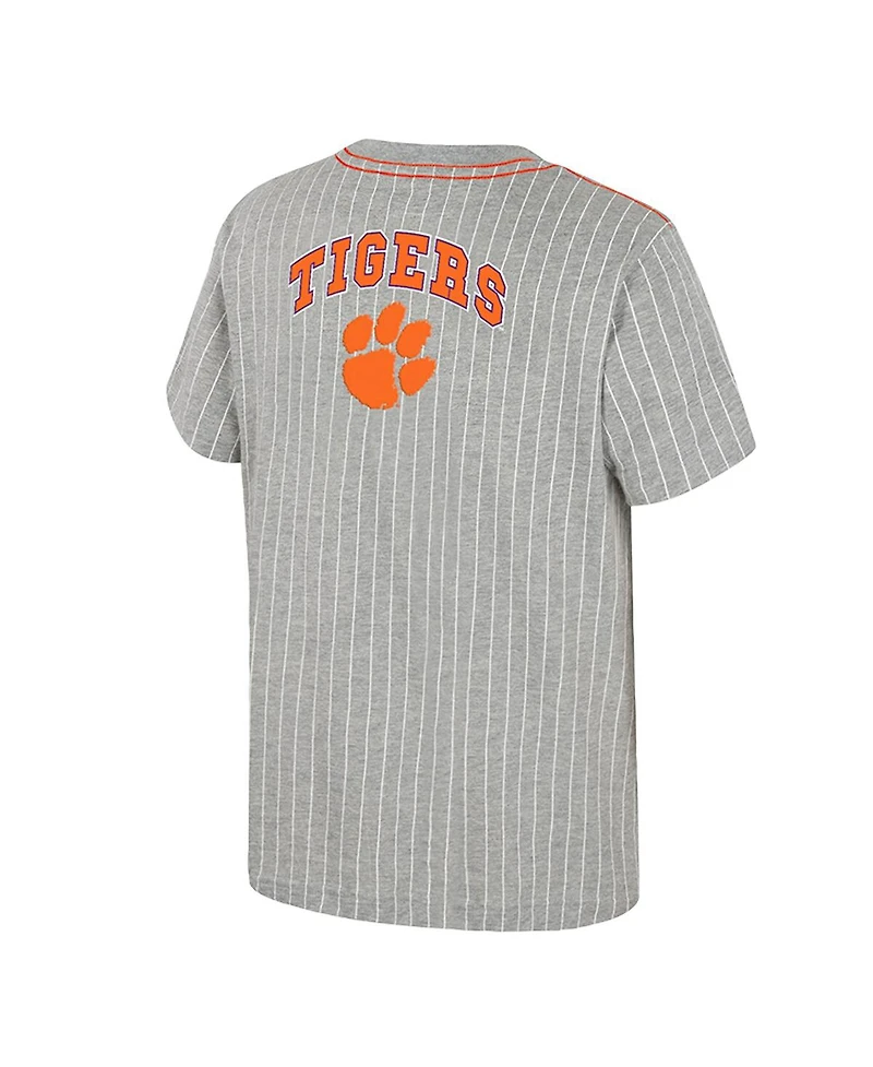 Colosseum Big Boys and Girls Heather Gray Clemson Tigers Airball Baseball T-Shirt