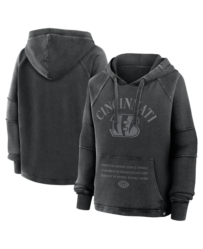 Fanatics Women's Black Cincinnati Bengals Oversized Raglan Gridiron Hoodie