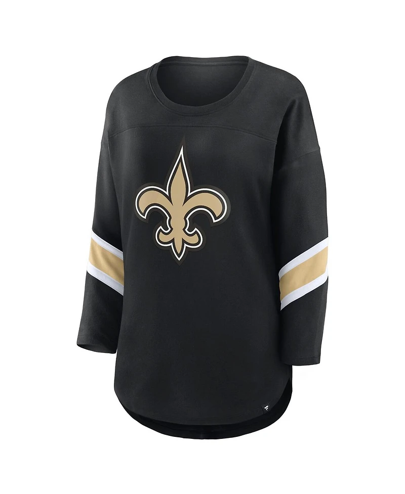 Fanatics Women's Black New Orleans Saints Redzone 3/4-Sleeve T-Shirt