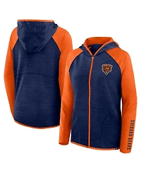 Fanatics Women's Navy/Orange Chicago Bears Redzone End Around Pass Raglan Full-Zip Hoodie
