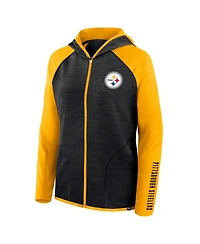Fanatics Women's Black/Gold Pittsburgh Steelers Redzone End Around Pass Raglan Full-Zip Hoodie