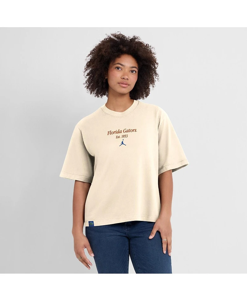 Jordan Women's Tan Florida Gators Established Tag Boxy T-Shirt