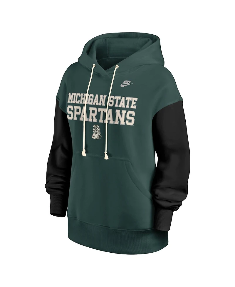 Nike Women's Green/Black Michigan State Spartans Oversized Legacy Phoenix Pullover Hoodie