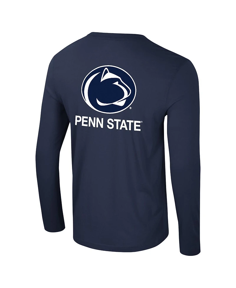 Colosseum Men's Navy Penn State Nittany Lions Logo Lockup 3-Hit Active Blend Long Sleeve T-Shirt