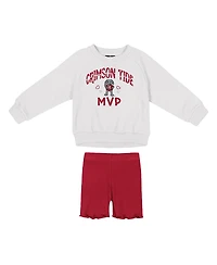 Colosseum Girls 2-Piece Toddler White/Crimson Alabama Crimson Tide Beta Fleece Sweatshirt and Shorts Set