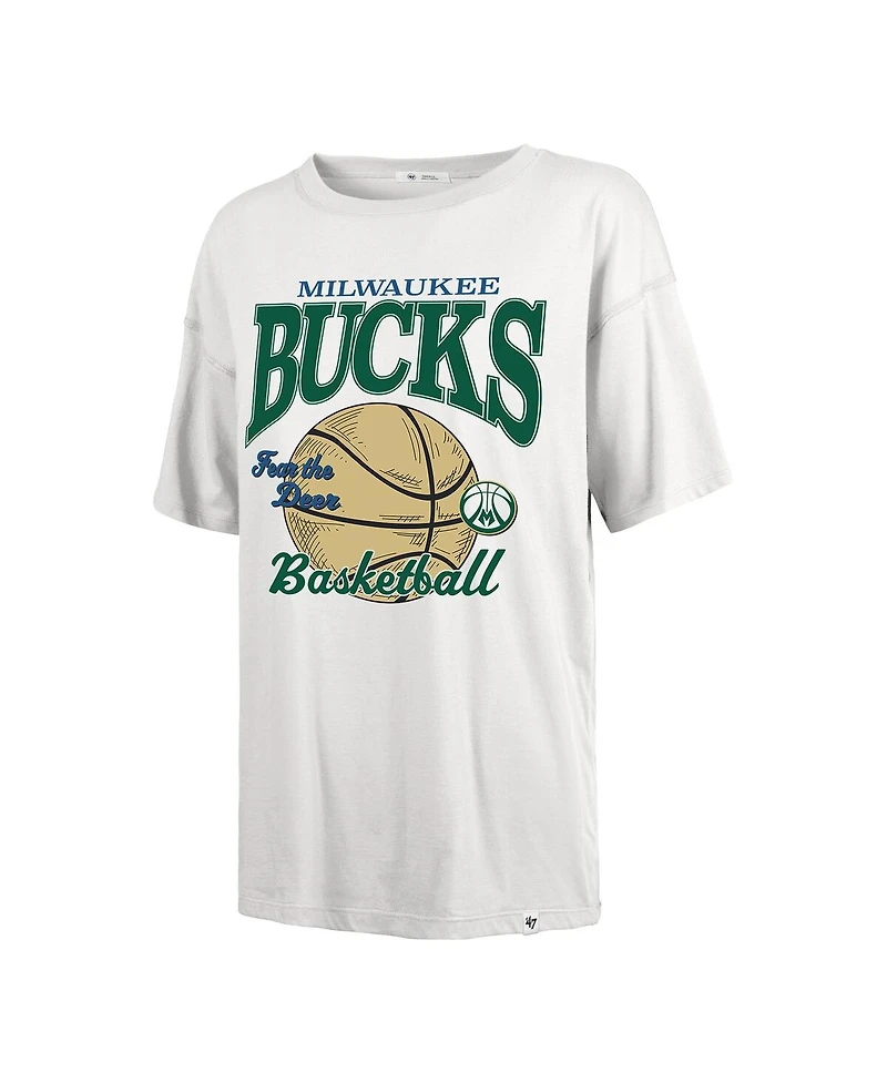 '47 Brand Women's White Milwaukee Bucks City Edition Down Court Sadie T-Shirt