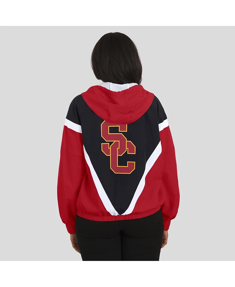 Wear by Erin Andrews Women's Cardinal/Black Usc Trojans Color Block Full-Zip Windbreaker Jacket