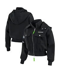 Wear by Erin Andrews Women's Black Seattle Seahawks Patch Pocket Bomber Jacket