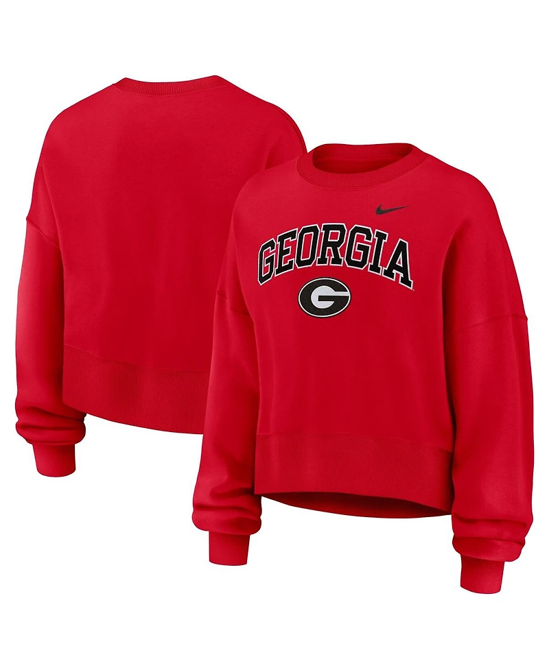 Nike Women's Red Georgia Bulldogs Oversized Phoenix Arch Pullover Sweatshirt