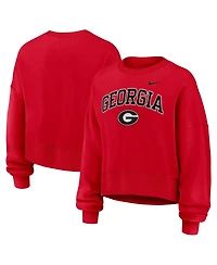 Nike Women's Red Georgia Bulldogs Oversized Phoenix Arch Pullover Sweatshirt
