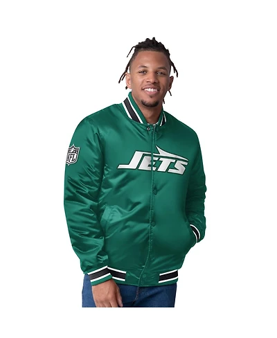 Starter Men's Green/Black New York Jets Closer Reversible Satin Full-Snap Jacket