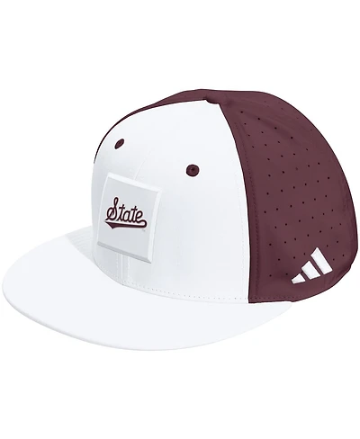 Adidas Men's and Women's White/Maroon Mississippi State Bulldogs Performance Flat Bill Adjustable Hat