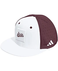 Adidas Men's and Women's White/Maroon Mississippi State Bulldogs Performance Flat Bill Adjustable Hat