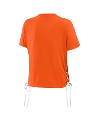 Wear by Erin Andrews Women's Orange Clemson Tigers Side Lace-Up Modest Crop T-Shirt