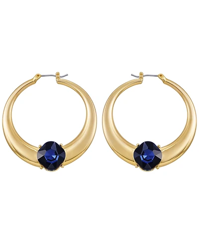 Guess Glass Stone Gold-Tone Hoop Earrings