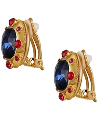 Guess Sapphire and Ruby Stones Gold-Tone Regal Clip-On Earrings