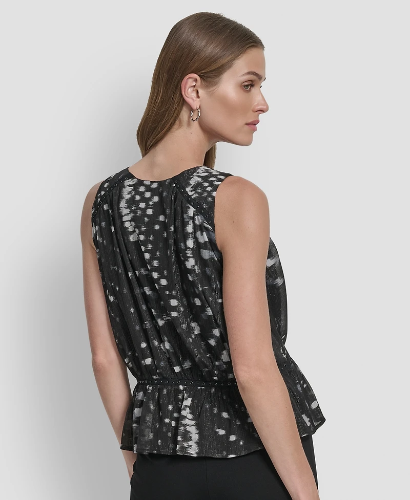Dkny Women's Crinkle Detail Peplum Pull On Top