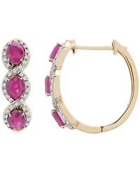 Macy's Ruby (1-3/8 ct. t.w.) and Diamond (1/6 ct. t.w.) Infinity Hoop Earrings in 14K Gold-Plated Over Sterling Silver