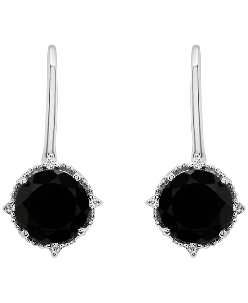 Macy's Onyx (4-1/20 ct. t.w.) and White Sapphire (1/10 ct. t.w.) Drop Earrings in Sterling Silver