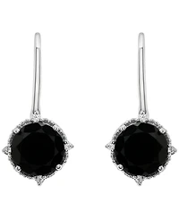 Macy's Onyx (4-1/20 ct. t.w.) and White Sapphire (1/10 ct. t.w.) Drop Earrings in Sterling Silver