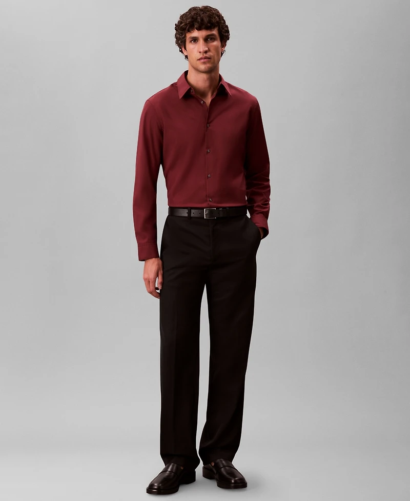 Calvin Klein Men's Slim Fit Supima Stretch Long Sleeve Button-Front Shirt